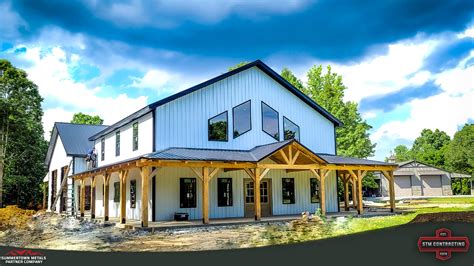 metal shop house with wrap around porch|barndominiums with covered back porches.